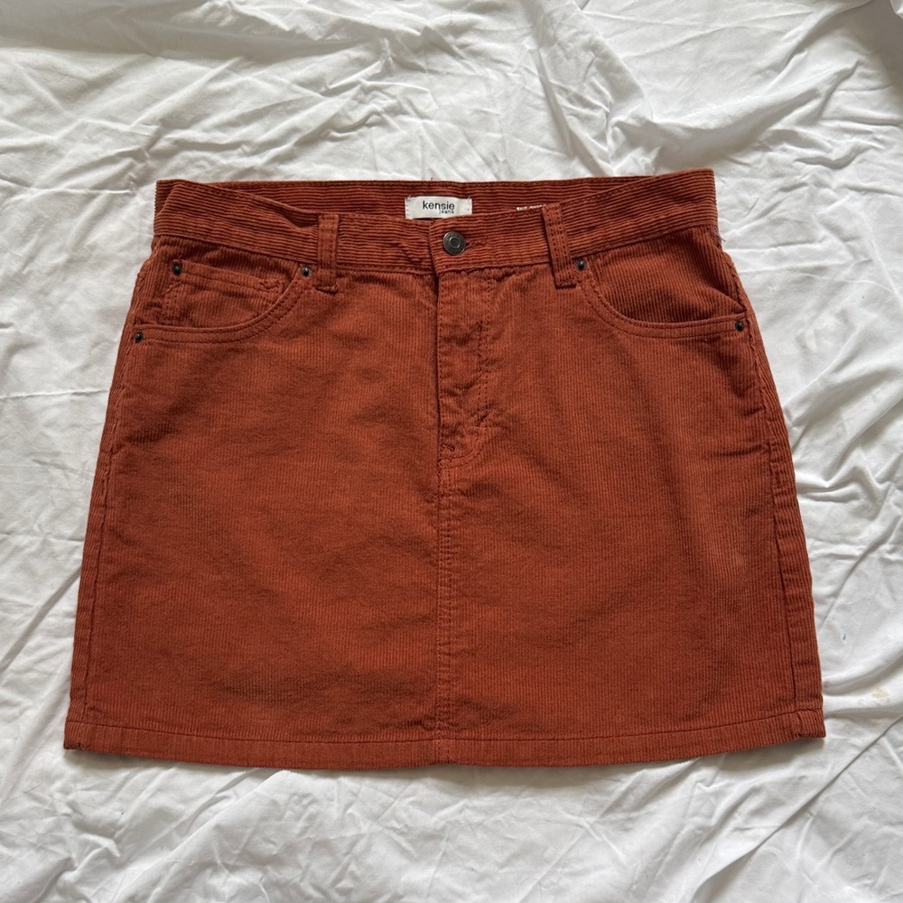 Kenzie Corduroy Mini Skirt / Rust Orange / size 28 / 100% cotton